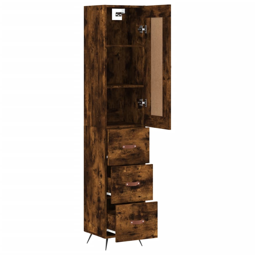 skab 34,5x34x180 cm konstrueret træ røget egetræ