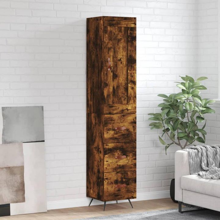 skab 34,5x34x180 cm konstrueret træ røget egetræ