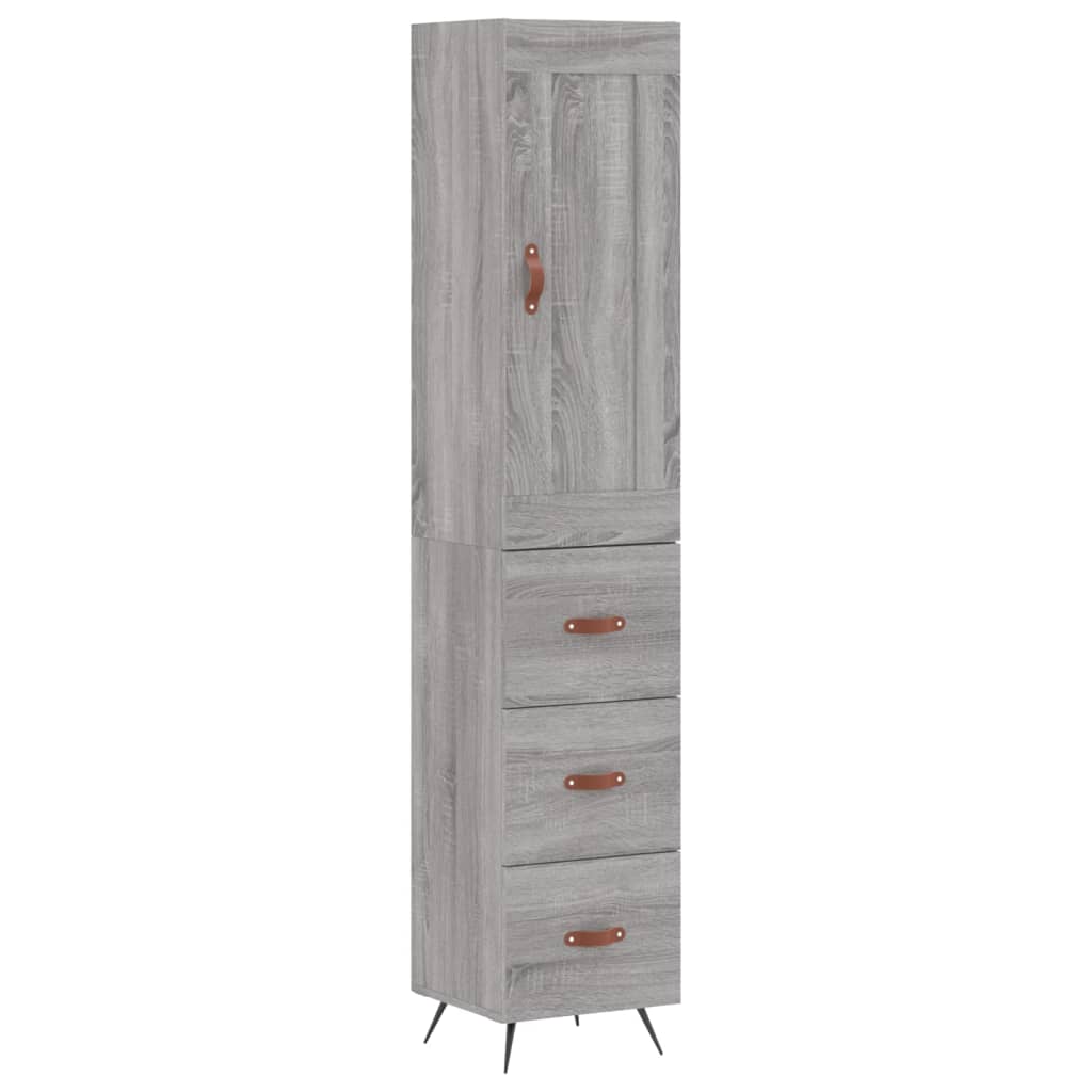højskab 34,5x34x180 cm konstrueret træ grå sonoma-eg
