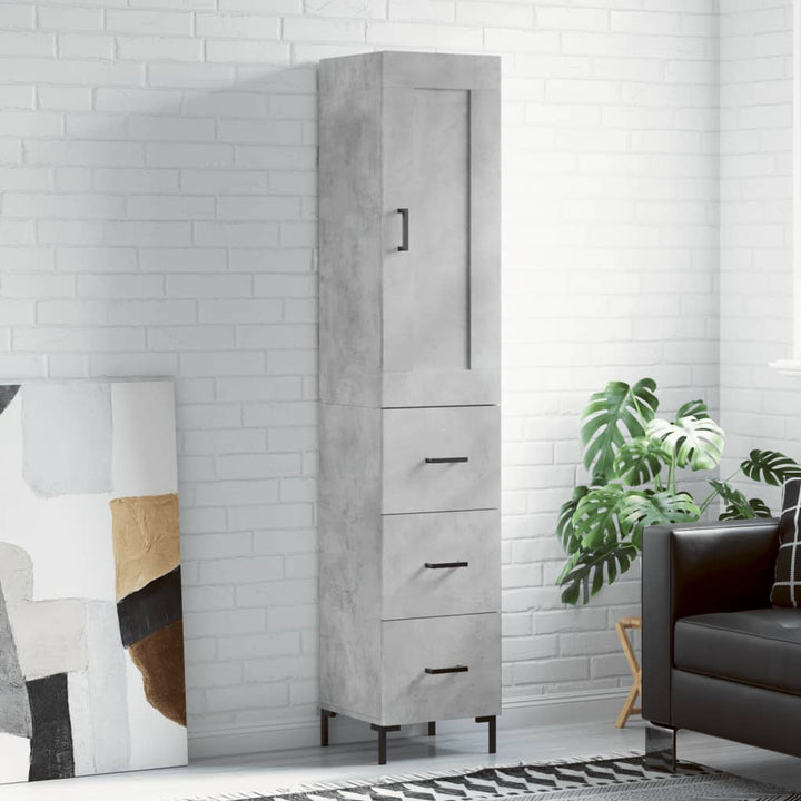 skab 34,5x34x180 cm konstrueret træ betongrå