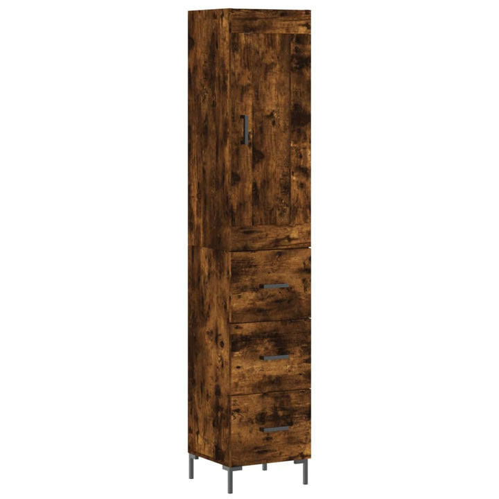 skab 34,5x34x180 cm konstrueret træ røget egetræ