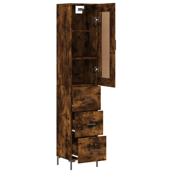 skab 34,5x34x180 cm konstrueret træ røget egetræ