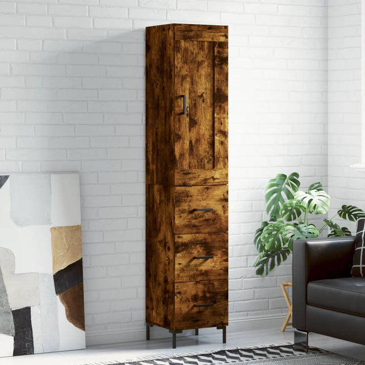 skab 34,5x34x180 cm konstrueret træ røget egetræ