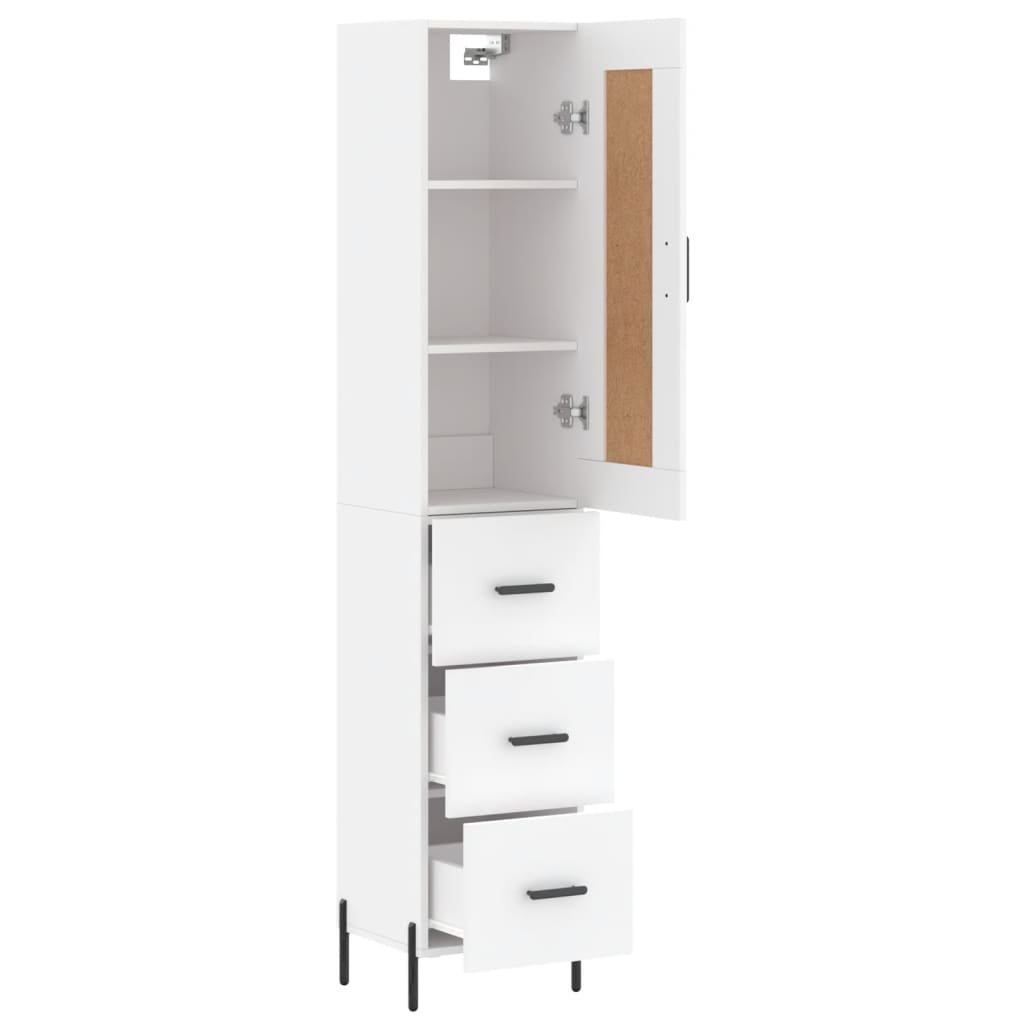skab 34,5x34x180 cm konstrueret træ hvid