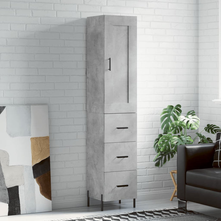 skab 34,5x34x180 cm konstrueret træ betongrå