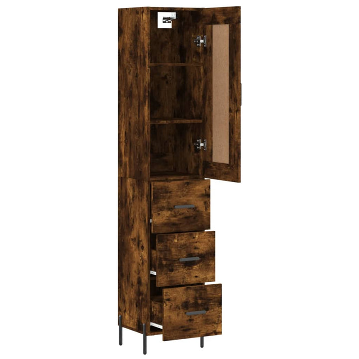skab 34,5x34x180 cm konstrueret træ røget egetræ