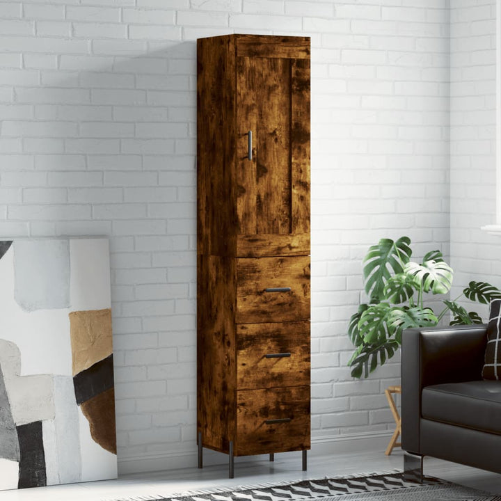 skab 34,5x34x180 cm konstrueret træ røget egetræ
