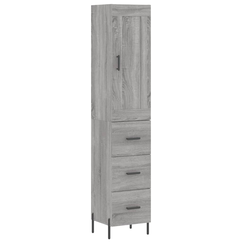 højskab 34,5x34x180 cm konstrueret træ grå sonoma-eg