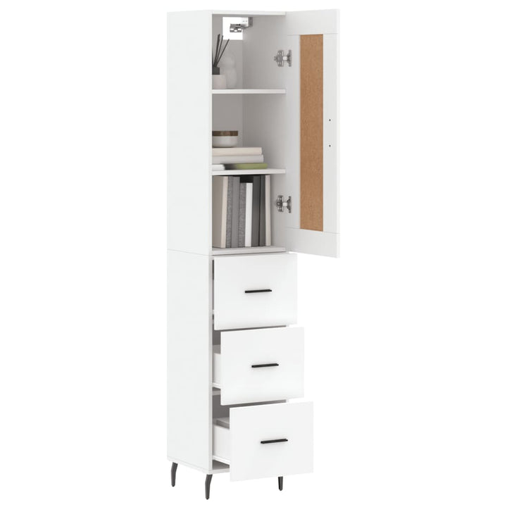 skab 34,5x34x180 cm konstrueret træ hvid