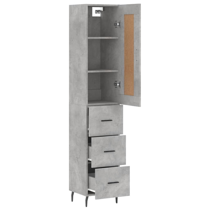 skab 34,5x34x180 cm konstrueret træ betongrå