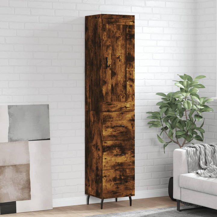skab 34,5x34x180 cm konstrueret træ røget egetræ