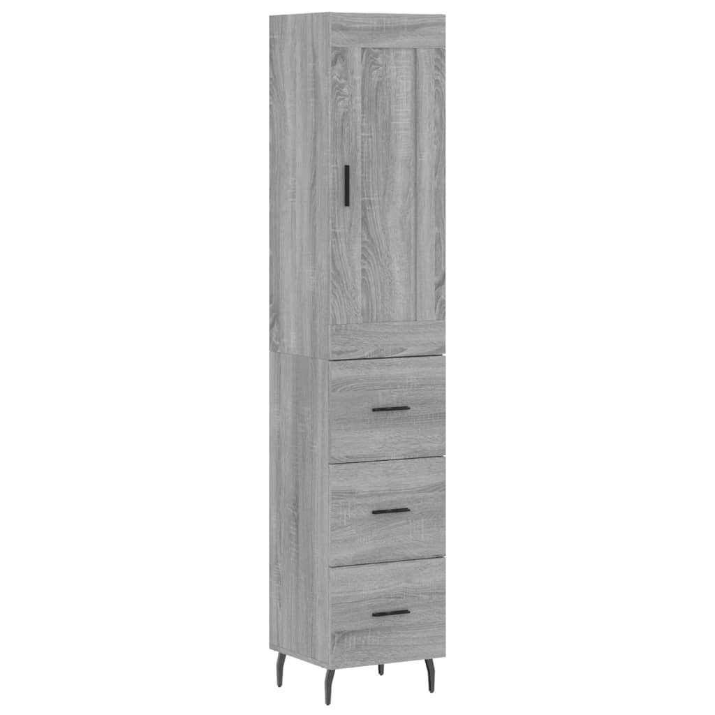højskab 34,5x34x180 cm konstrueret træ grå sonoma-eg