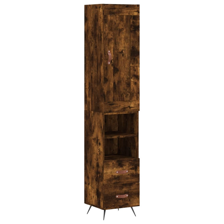 skab 34,5x34x180 cm konstrueret træ røget egetræ