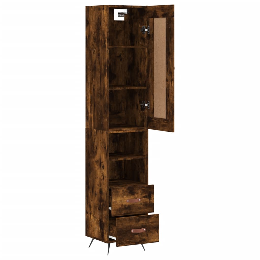 skab 34,5x34x180 cm konstrueret træ røget egetræ