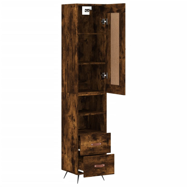 skab 34,5x34x180 cm konstrueret træ røget egetræ