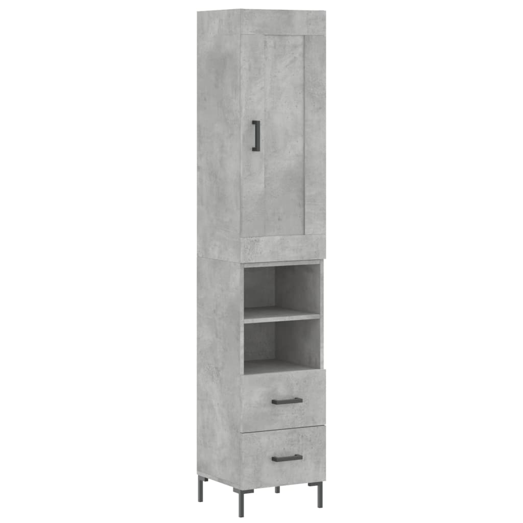 skab 34,5x34x180 cm konstrueret træ betongrå