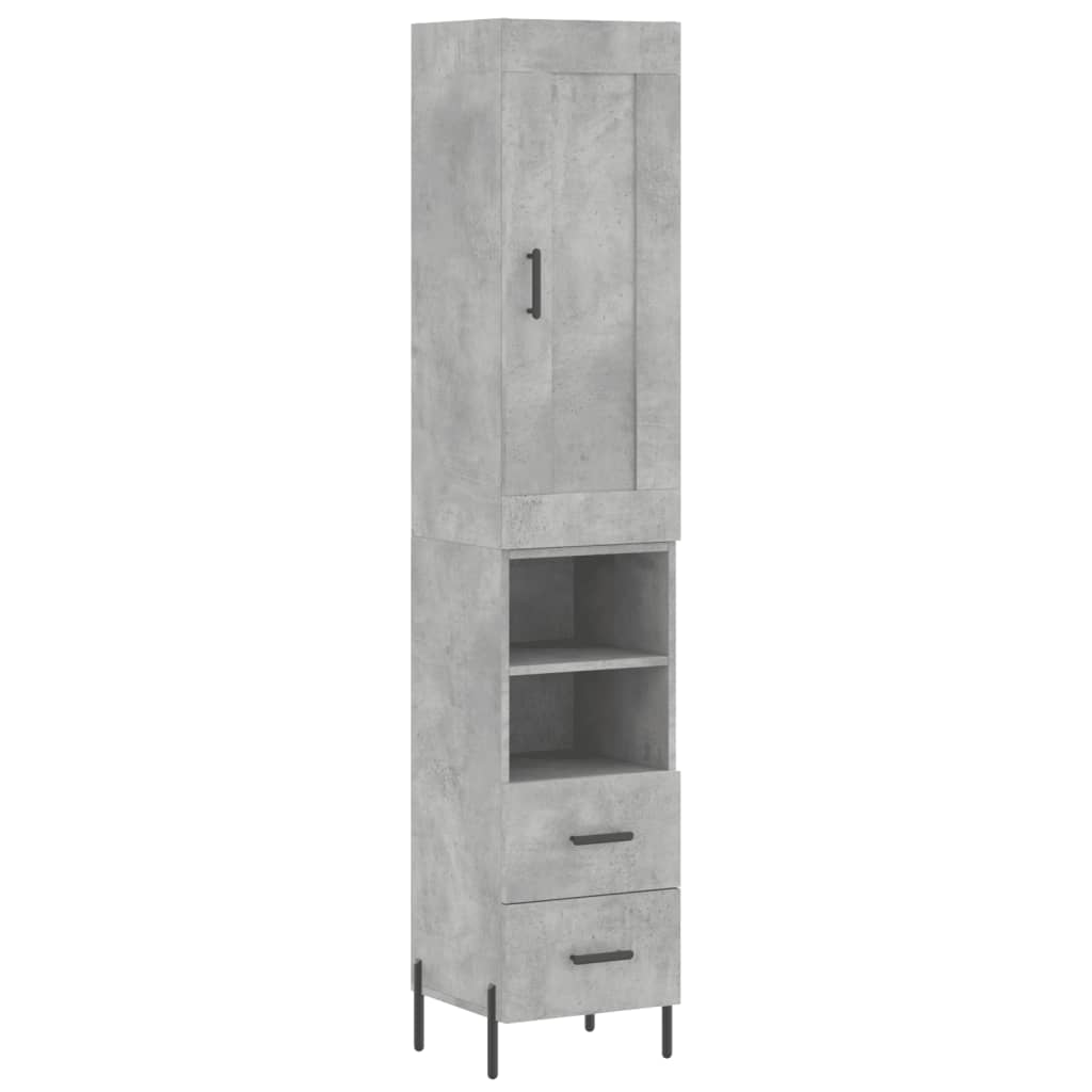 skab 34,5x34x180 cm konstrueret træ betongrå