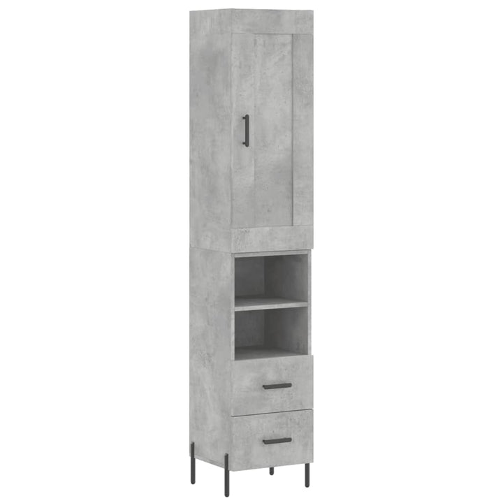 skab 34,5x34x180 cm konstrueret træ betongrå
