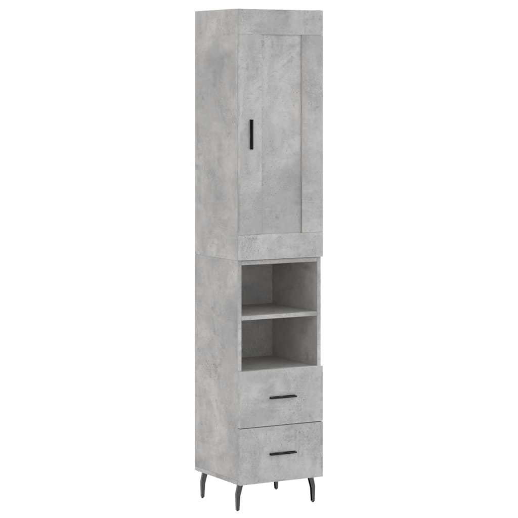 skab 34,5x34x180 cm konstrueret træ betongrå