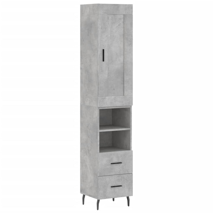 skab 34,5x34x180 cm konstrueret træ betongrå
