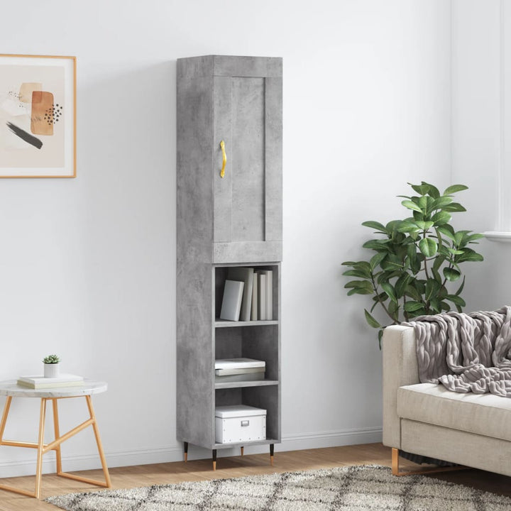 skab 34,5x34x180 cm konstrueret træ betongrå