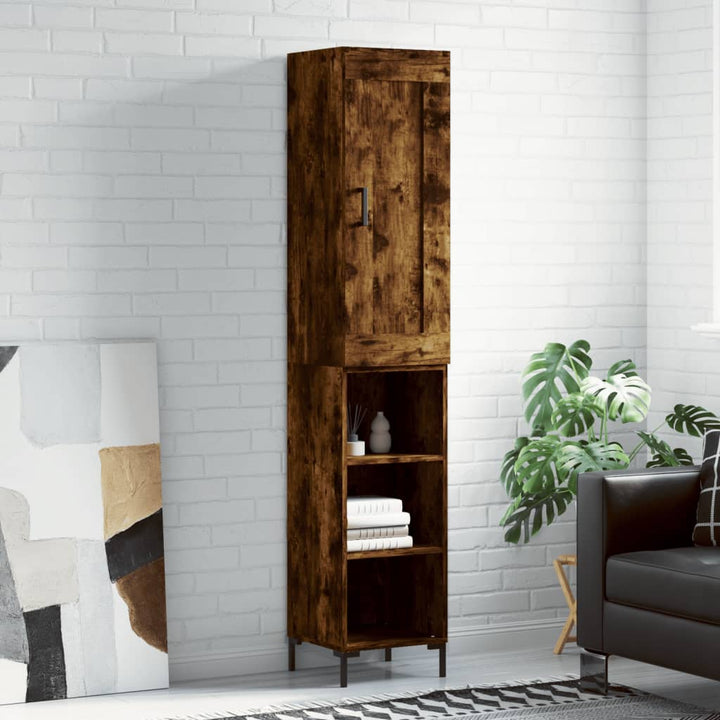 skab 34,5x34x180 cm konstrueret træ røget egetræ