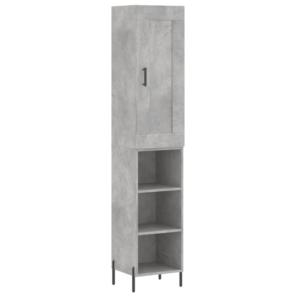 skab 34,5x34x180 cm konstrueret træ betongrå