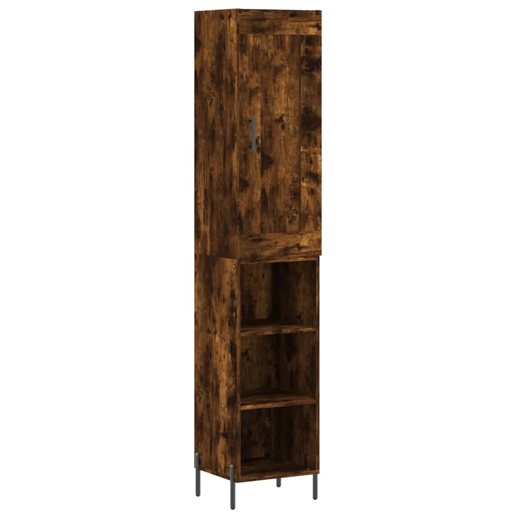 skab 34,5x34x180 cm konstrueret træ røget egetræ
