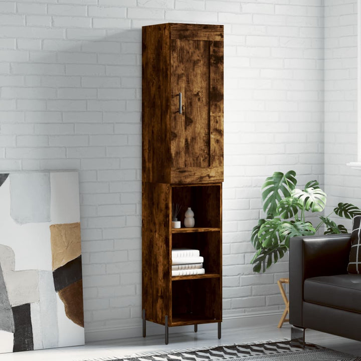 skab 34,5x34x180 cm konstrueret træ røget egetræ