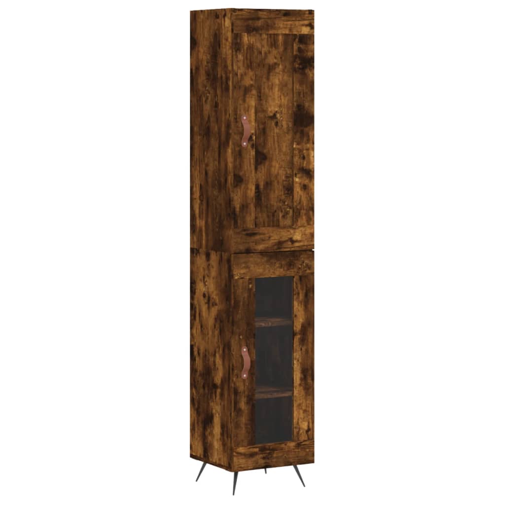skab 34,5x34x180 cm konstrueret træ røget egetræ