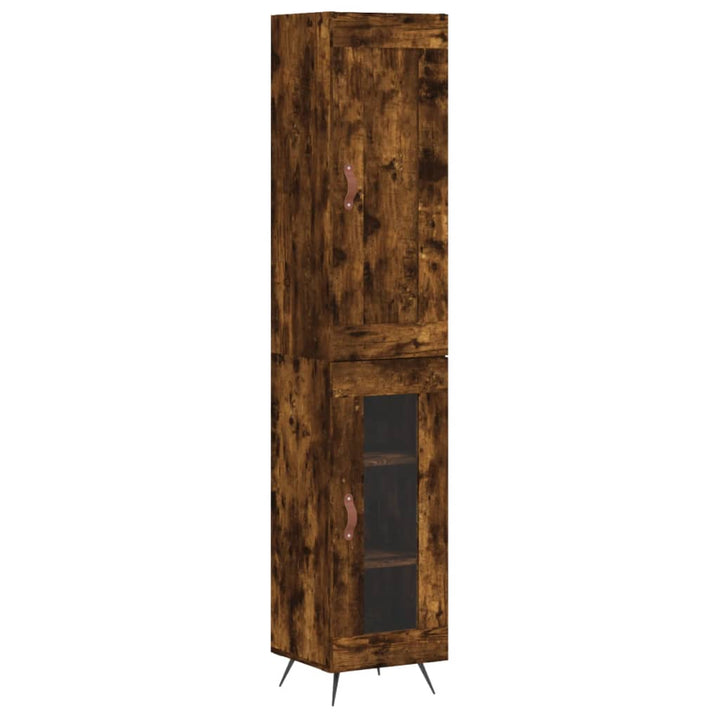 skab 34,5x34x180 cm konstrueret træ røget egetræ