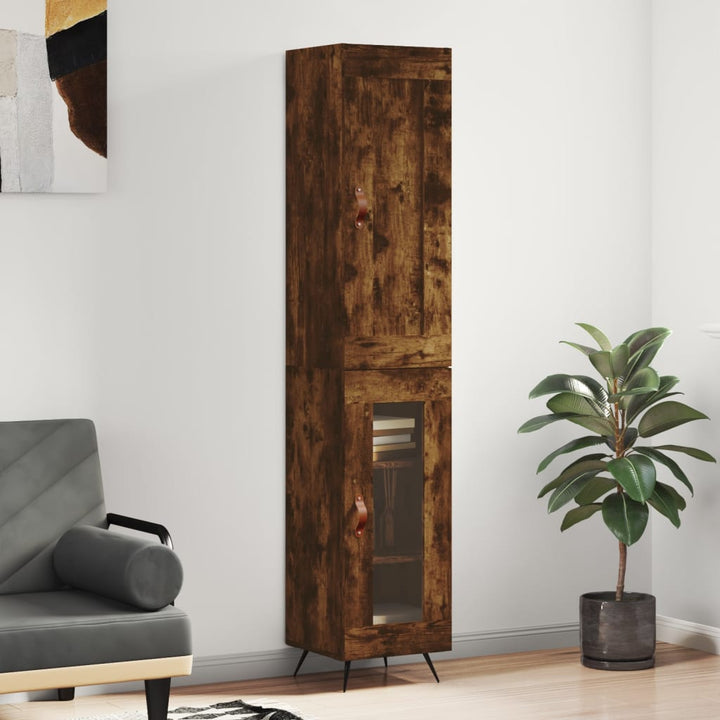 skab 34,5x34x180 cm konstrueret træ røget egetræ