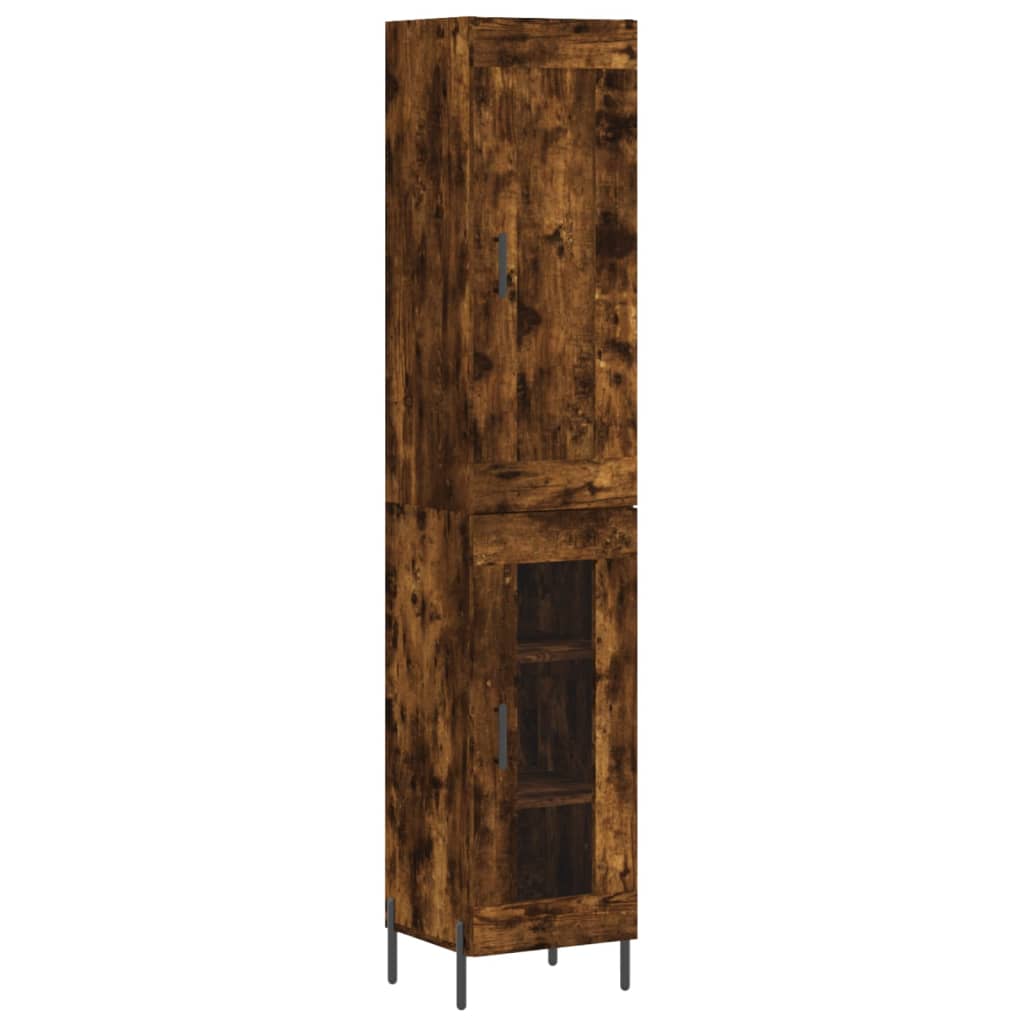 skab 34,5x34x180 cm konstrueret træ røget egetræ
