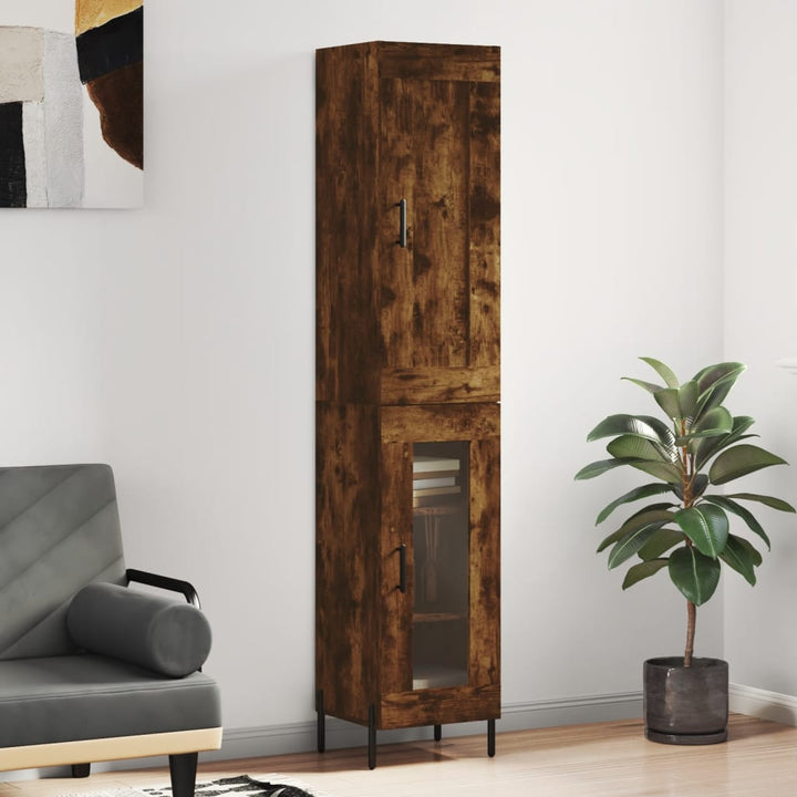skab 34,5x34x180 cm konstrueret træ røget egetræ