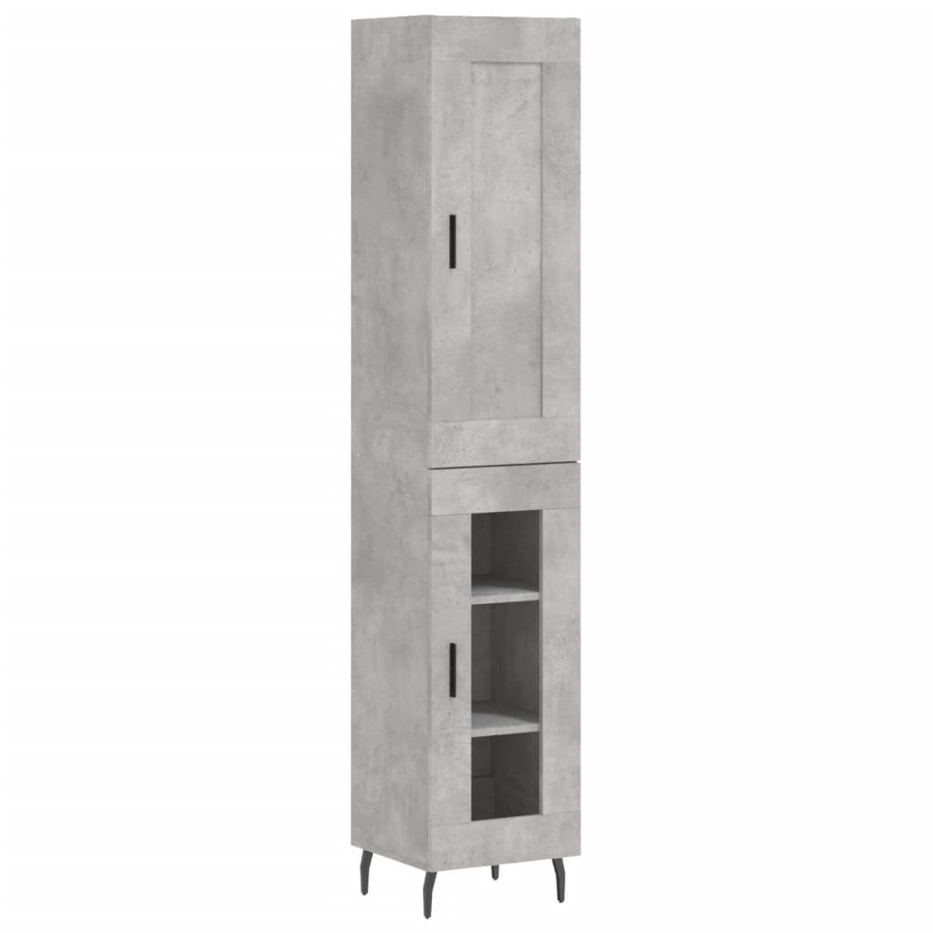 skab 34,5x34x180 cm konstrueret træ betongrå