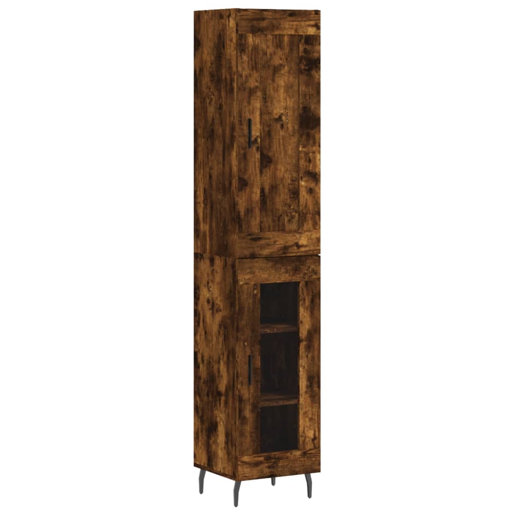 skab 34,5x34x180 cm konstrueret træ røget egetræ