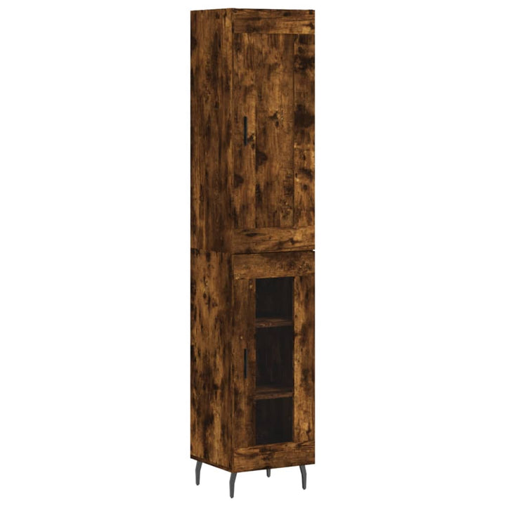 skab 34,5x34x180 cm konstrueret træ røget egetræ