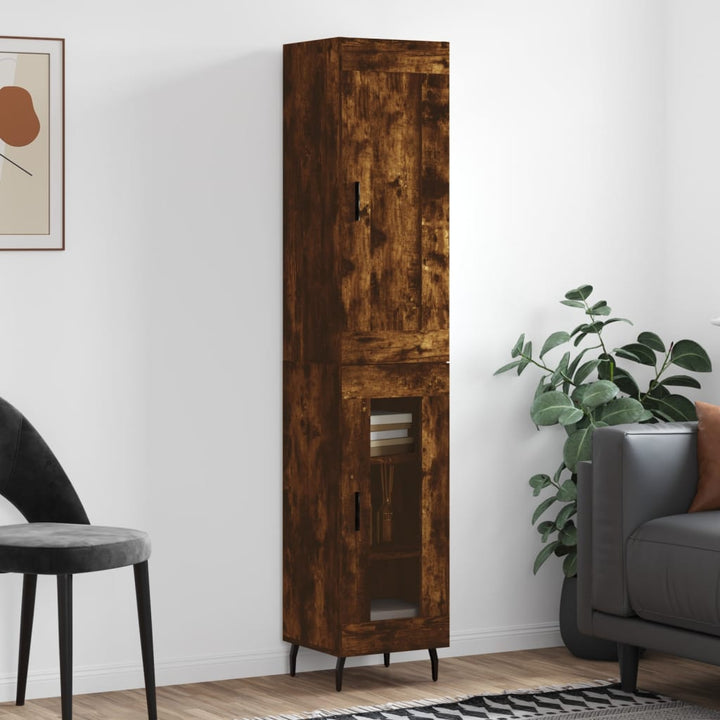 skab 34,5x34x180 cm konstrueret træ røget egetræ