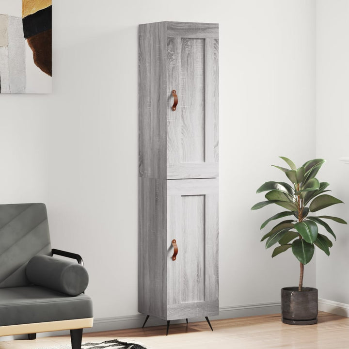højskab 34,5x34x180 cm konstrueret træ grå sonoma-eg