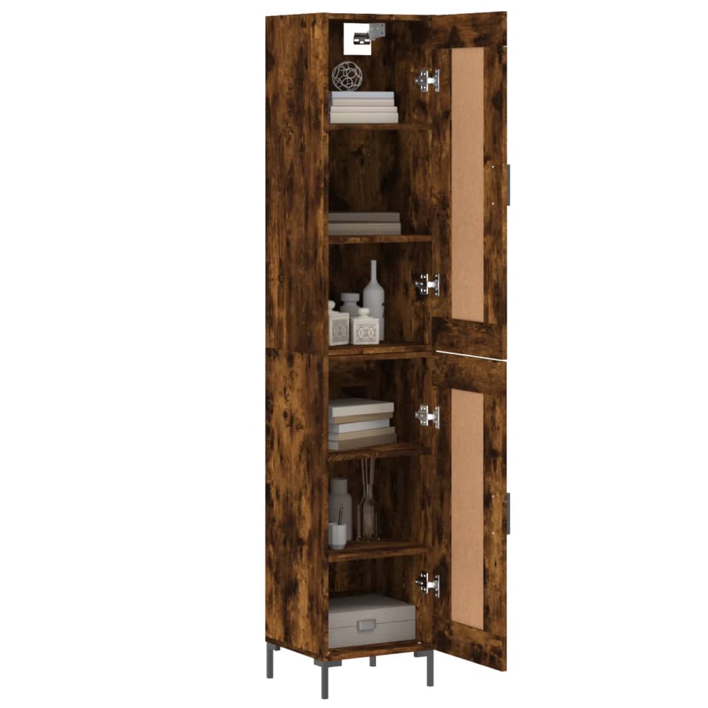 skab 34,5x34x180 cm konstrueret træ røget egetræ