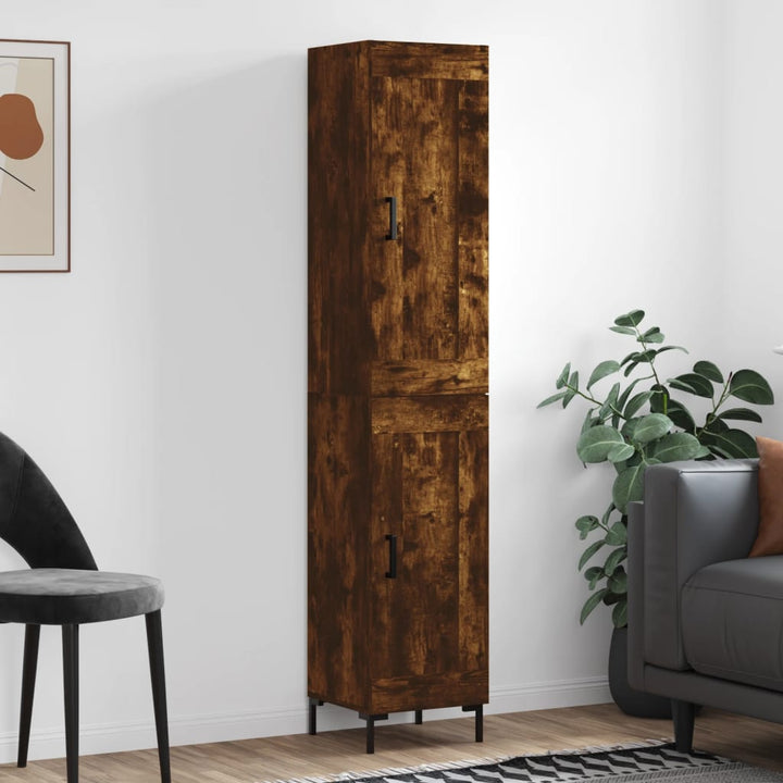 skab 34,5x34x180 cm konstrueret træ røget egetræ