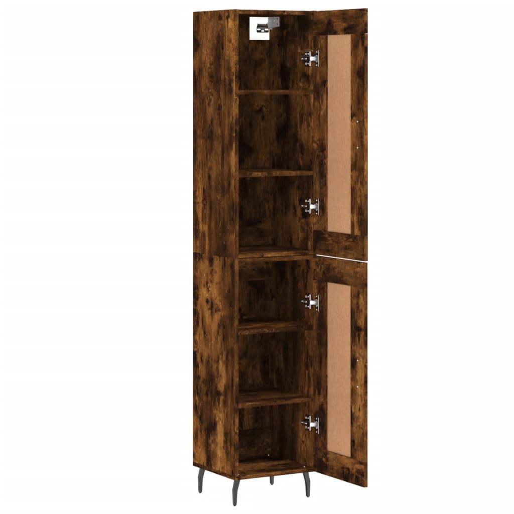 skab 34,5x34x180 cm konstrueret træ røget egetræ