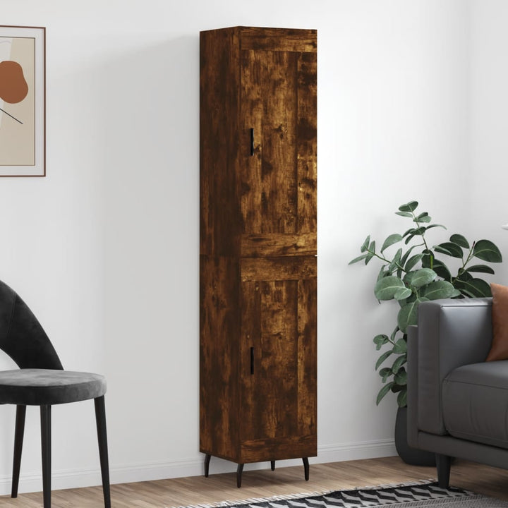 skab 34,5x34x180 cm konstrueret træ røget egetræ