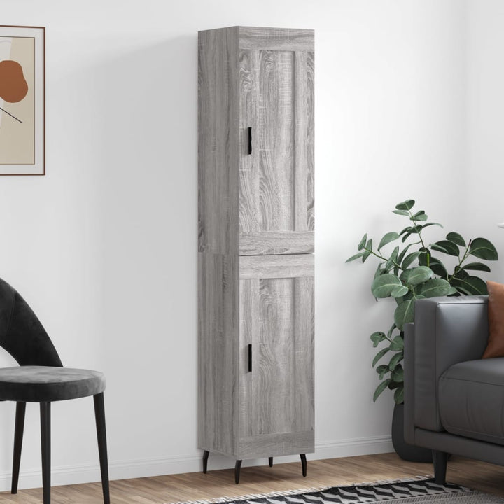 højskab 34,5x34x180 cm konstrueret træ grå sonoma-eg