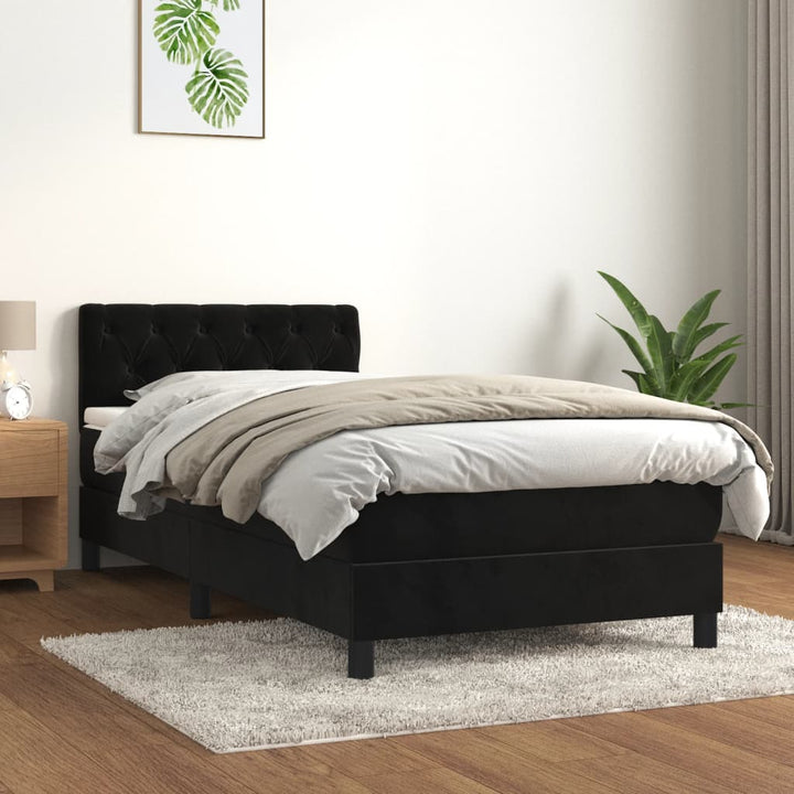 kontinentalseng med madras 80x200 cm fløjl sort