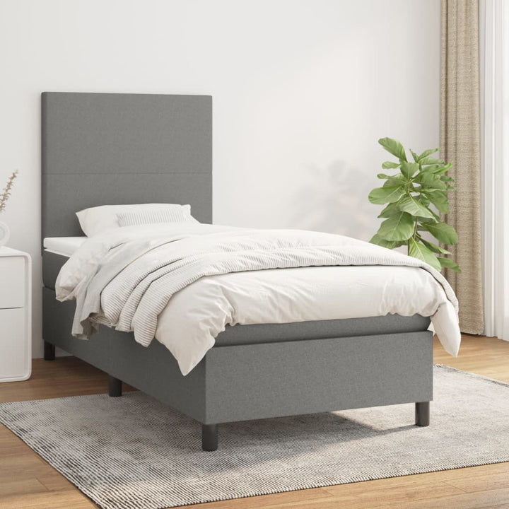 kontinentalseng med madras 80x200 cm stof mørkegrå