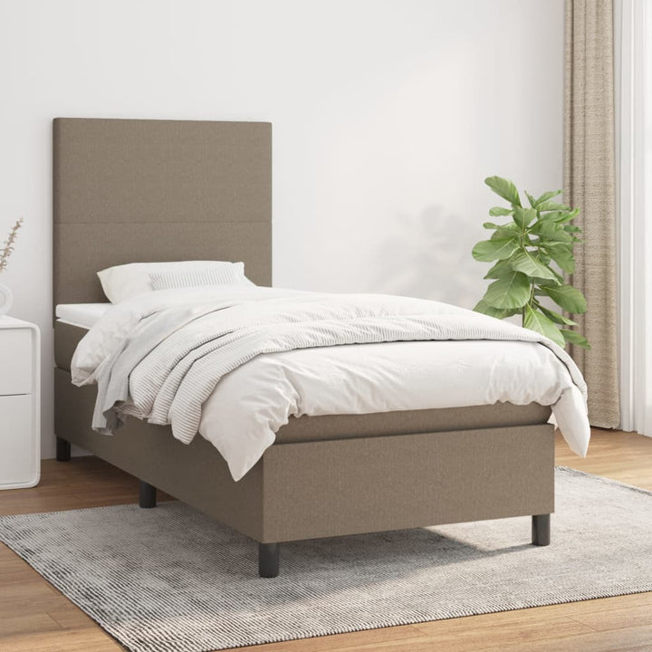 kontinentalseng med madras 90x190 cm stof gråbrun