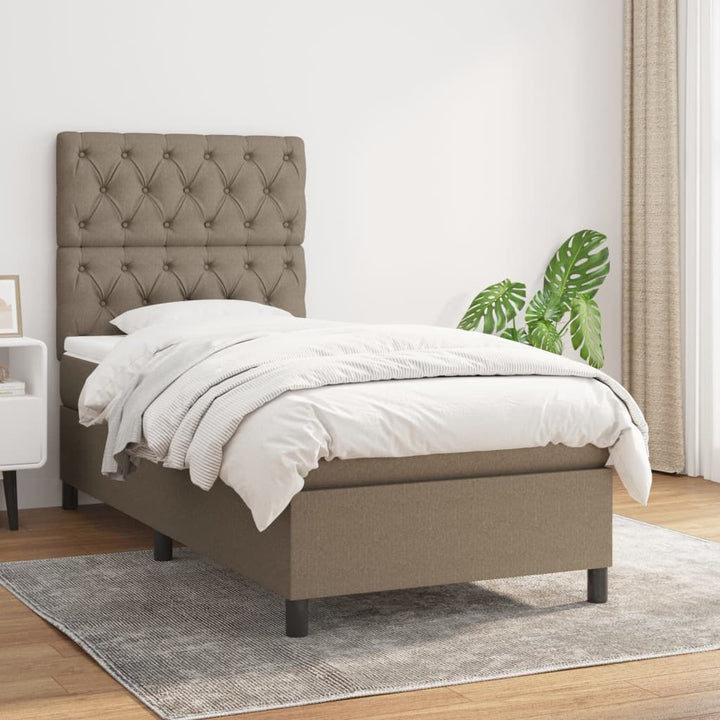 kontinentalseng med madras 80x200 cm stof gråbrun