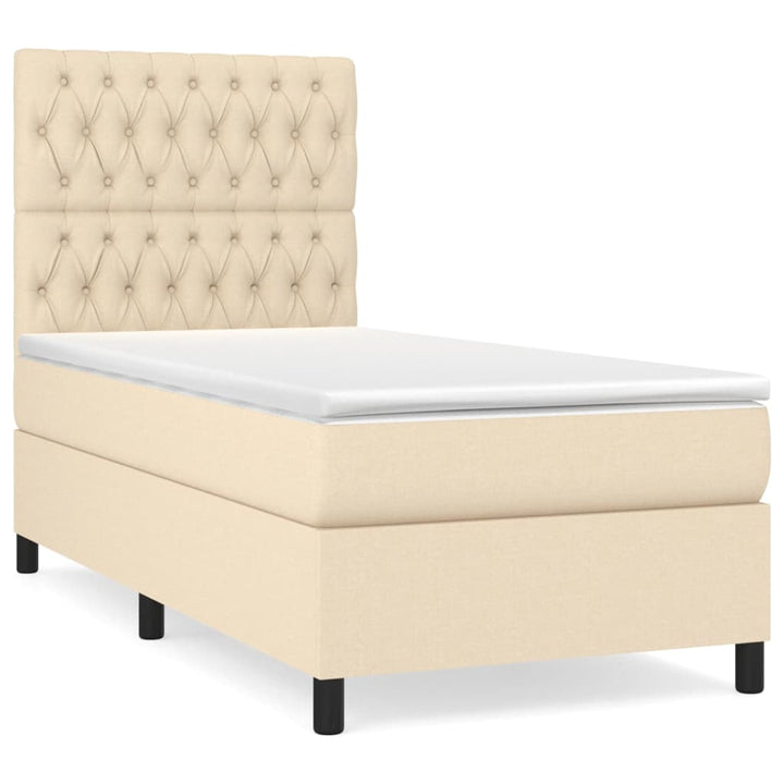 kontinentalseng med madras 90x190 cm stof cremefarvet