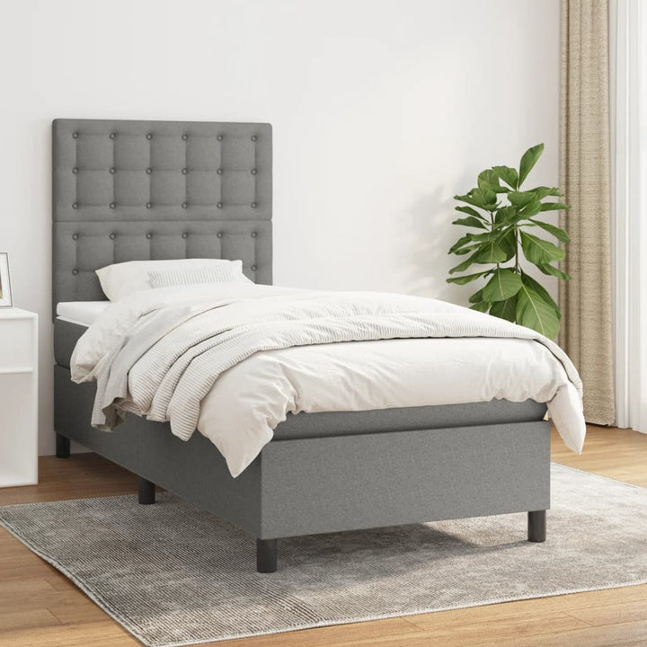 kontinentalseng med madras 80x200 cm stof mørkegrå